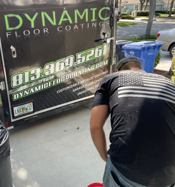 dynamic floor coatings worker and our truck